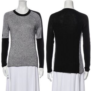 DEREK LAM 10 CROSBY Colorblock Pattern Wool Crew Neck Sweater S